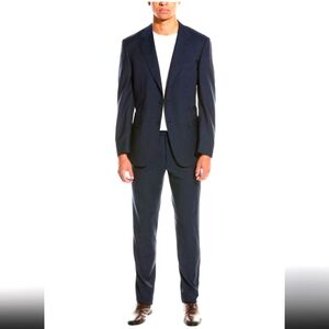 Canali 2 Piece Wool Suit Dark Navy Pleated Cuffed Bloomingdales Mens Size 50L